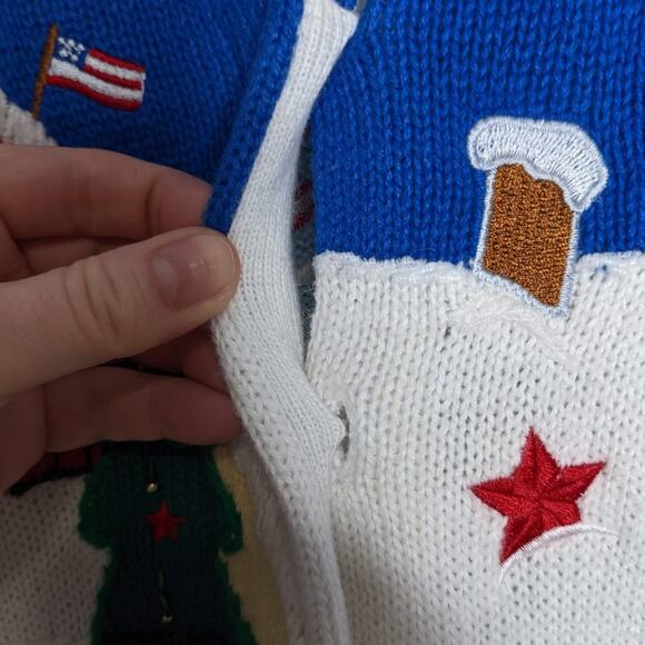 The Quacker Factory Vintage V-Neck Christmas Cardigan Snowman Angel Size M - Picture 7 of 8